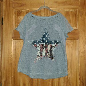Ruff Hewn Gray Patriotic Star Short Sleeve T Shirt